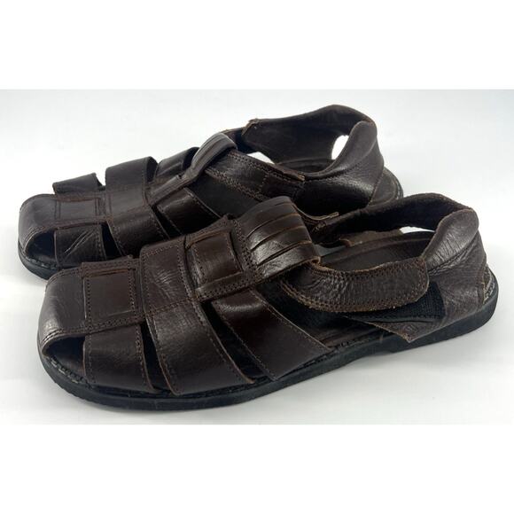 Villager Sandals Mens Size 10 Brown Leather Fisherman Heritage Y2K Adjustable - Picture 1 of 10
